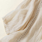 Buddha Stones Summer Vintage Button-Up Solid Women's Elbow-Length Sleeve Shirts