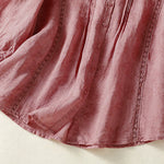 Buddha Stones Summer Vintage Button-Up Solid Women's Elbow-Length Sleeve Shirts