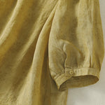 Buddha Stones Summer Vintage Button-Up Solid Women's Elbow-Length Sleeve Shirts