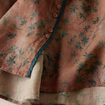 Buddha Stones Summer Vintage Button-Up Floral Print Women's Short Sleeve Shirts