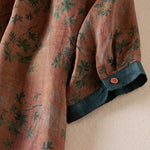Buddha Stones Summer Vintage Button-Up Floral Print Women's Short Sleeve Shirts