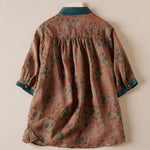 Buddha Stones Summer Vintage Button-Up Floral Print Women's Short Sleeve Shirts
