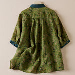 Buddha Stones Summer Vintage Button-Up Floral Print Women's Short Sleeve Shirts