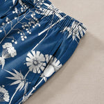 Buddha Stones Cotton Bamboo Leaf Floral Pattern Men's Tapered Pants With Pockets