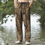 Buddha Stones Cotton Mandala Paisley Geometry Pattern Men's Tapered Pants With Pockets