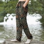 Buddha Stones Cotton Mandala Paisley Geometry Pattern Men's Tapered Pants With Pockets