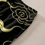 Buddha Stones Cotton Golden Dragon Auspicious Clouds Pattern Men's Tapered Pants With Pockets