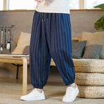 Buddha Stones Summer Casual Drawstring Striped Men's Harem Pants With Pockets