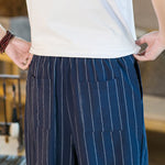 Buddha Stones Summer Casual Drawstring Striped Men's Harem Pants With Pockets