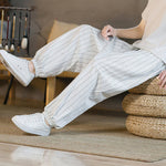 Buddha Stones Summer Casual Drawstring Striped Men's Harem Pants With Pockets