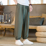Buddha Stones Summer Casual Drawstring Striped Men's Harem Pants With Pockets