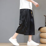 Buddha Stones Summer Tang Style Side Frog Button Men's Straight Leg Pants With Pockets