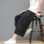 Buddha Stones Summer Tang Style Side Frog Button Men's Straight Leg Pants With Pockets