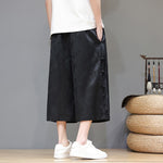 Buddha Stones Summer Tang Style Side Frog Button Men's Straight Leg Pants With Pockets