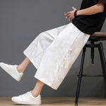Buddha Stones Summer Tang Style Side Frog Button Men's Straight Leg Pants With Pockets