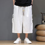 Buddha Stones Summer Tang Style Side Frog Button Men's Straight Leg Pants With Pockets