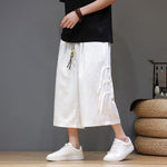 Buddha Stones Summer Tang Style Side Frog Button Men's Straight Leg Pants With Pockets