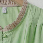 Buddha Stones Summer Casual Button Up Solid Ruffled Collar Cotton Women's Short Sleeve Shirt