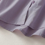 Buddha Stones Summer Casual Button Up Solid Ruffled Collar Cotton Women's Short Sleeve Shirt