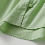 Buddha Stones Summer Casual Button Up Solid Ruffled Collar Cotton Women's Short Sleeve Shirt