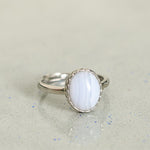 Buddha Stones Natural Blue Lace Agate Round Balance Ring