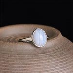 Buddha Stones Natural Blue Lace Agate Round Balance Ring