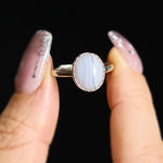 Buddha Stones Natural Blue Lace Agate Round Balance Ring