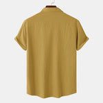Buddha Stones Summer Casual Solid Buttons Men's Short Sleeve Shirts With Decorative Pockets