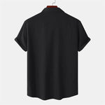 Buddha Stones Summer Casual Solid Buttons Men's Short Sleeve Shirts With Decorative Pockets