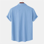 Buddha Stones Summer Casual Solid Buttons Men's Short Sleeve Shirts With Decorative Pockets