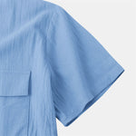 Buddha Stones Summer Casual Solid Buttons Men's Short Sleeve Shirts With Decorative Pockets