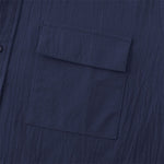 Buddha Stones Summer Casual Solid Buttons Men's Short Sleeve Shirts With Decorative Pockets