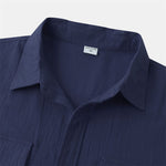 Buddha Stones Summer Casual Solid Buttons Men's Short Sleeve Shirts With Decorative Pockets