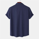 Buddha Stones Summer Casual Solid Buttons Men's Short Sleeve Shirts With Decorative Pockets