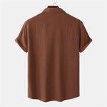 Buddha Stones Summer Casual Solid Buttons Men's Short Sleeve Shirts With Decorative Pockets