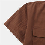 Buddha Stones Summer Casual Solid Buttons Men's Short Sleeve Shirts With Decorative Pockets