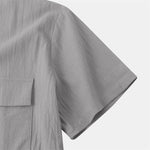 Buddha Stones Summer Casual Solid Buttons Men's Short Sleeve Shirts With Decorative Pockets