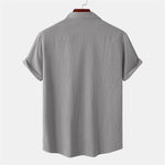 Buddha Stones Summer Casual Solid Buttons Men's Short Sleeve Shirts With Decorative Pockets