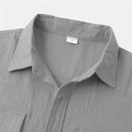 Buddha Stones Summer Casual Solid Buttons Men's Short Sleeve Shirts With Decorative Pockets