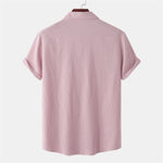 Buddha Stones Summer Casual Solid Buttons Men's Short Sleeve Shirts With Decorative Pockets