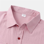 Buddha Stones Summer Casual Solid Buttons Men's Short Sleeve Shirts With Decorative Pockets