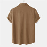 Buddha Stones Summer Casual Solid Buttons Men's Short Sleeve Shirts With Decorative Pockets