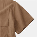 Buddha Stones Summer Casual Solid Buttons Men's Short Sleeve Shirts With Decorative Pockets