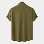 Buddha Stones Summer Casual Solid Buttons Men's Short Sleeve Shirts With Decorative Pockets