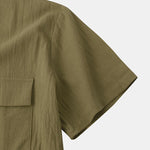 Buddha Stones Summer Casual Solid Buttons Men's Short Sleeve Shirts With Decorative Pockets