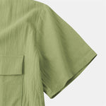 Buddha Stones Summer Casual Solid Buttons Men's Short Sleeve Shirts With Decorative Pockets