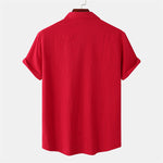 Buddha Stones Summer Casual Solid Buttons Men's Short Sleeve Shirts With Decorative Pockets