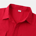 Buddha Stones Summer Casual Solid Buttons Men's Short Sleeve Shirts With Decorative Pockets