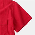 Buddha Stones Summer Casual Solid Buttons Men's Short Sleeve Shirts With Decorative Pockets