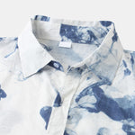 Buddha Stones Summer Casual Button-Up Ink Print Men's Short Sleeve Shirts